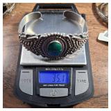 Sterling Silver - Turquoise Focal Stone - Cuff Bracelet - .925 - 35.1g