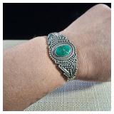 Sterling Silver - Turquoise Focal Stone - Cuff Bracelet - .925 - 35.1g