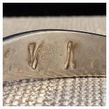 Silver Hinged Cuff Bracelet - Taxco Mexico - Abalone inlay - Butterflies & Flower - 12.9g