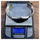 Sterling Silver Cuff Bracelet - Taxco Mexico - .925 and Onyx  17.3g