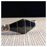 Sterling Silver Cuff Bracelet - Taxco Mexico - .925 and Onyx  17.3g