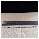 Sterling Stone and Links Bracelet - Various Stones - 8 inches - 16g - Mexico