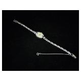 14K White Gold - Vintage 'Lady Hamilton' Cocktail Wristwatch Featuring Sapphires and Diamonds - Elegant 22 Jewel - 6 brilliant diamonds (real) - 17.83g total weight