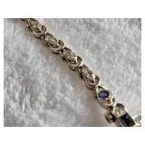 14K White Gold - Vintage 'Lady Hamilton' Cocktail Wristwatch Featuring Sapphires and Diamonds - Elegant 22 Jewel - 6 brilliant diamonds (real) - 17.83g total weight