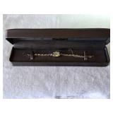 14K White Gold - Vintage 'Lady Hamilton' Cocktail Wristwatch Featuring Sapphires and Diamonds - Elegant 22 Jewel - 6 brilliant diamonds (real) - 17.83g total weight