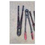 bolt cutters, pry bar
