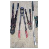 bolt cutters, pry bar