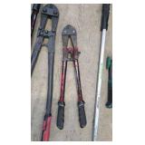bolt cutters, pry bar