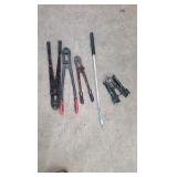 bolt cutters, pry bar