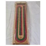 Vintage Wooden Cribbage Board – U-Shaped Track with Painted Scoring Lanes