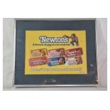 Framed Nabisco Newtons Advertisement Print – Fruit Flavors with Monkey Mascot