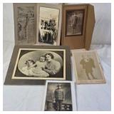 Vintage Mounted Photographs and Folder – Early 20th-Century Family and Military Portraits