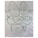 Vintage Glass Snowflake Triangular Plates with Attached Cups
