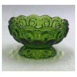 Vintage Green Depression Glass Bowl – Hobstar and Fan Pattern