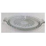 Vintage Clear Glass Pie Plate – Scalloped Handles and Hobnail Center