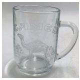 Vintage Camel Cigarettes Etched Glass Mug