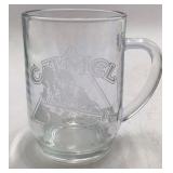 Vintage Camel Cigarettes Etched Glass Mug