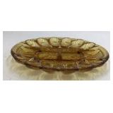 Vintage Amber Glass Relish Dish