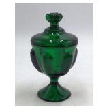 Vintage Green Glass Urn Lidded Jar – Lobed Design