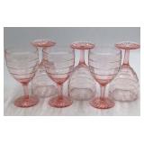 Vintage Pink Depression Glass Goblets – Ribbed Bowl and Fan Base