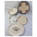 Vintage Porcelain Serving Platters and Plates – Assorted Floral Patterns