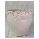Ceramic Cachepot Planter – Pink Scroll Design