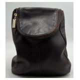 Vintage Leather Backpack – Dark Brown Pebbled Leather with Flap and Zipper