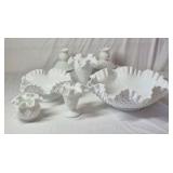 Vintage Fenton Hobnail Milk Glass Vases and Bowls
