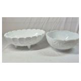 Fenton Milk Glass Bowls – Ruffled and Grape Pattern