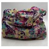 Vintage Coach Tote Bag – Multicolor Psychedelic Poppy Print Nylon with Pouch