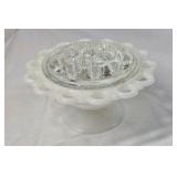 Fenton Milk Glass Bonbon Dish – Ruffled Pedestal
