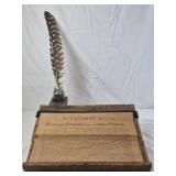 Vintage Wooden Desk Stand with Quill Pen and Declaration Replica
