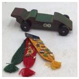 Vintage Webelos Pinewood Derby Car with Braided Neckerchief and Pins