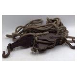 Vintage Block and Tackle Pulley with Rope