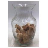 Vintage Clear Glass Vase Filled with Corks