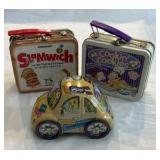 Vintage Tin Lunch Boxes and Car Bank