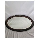 Vintage Oval Mirror with Inlaid Design