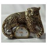 Elgin Leopard Figural Desk Clock