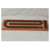 Vintage Wooden Cribbage Board – U-Shaped Track with Painted Scoring Lanes