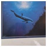 1993 Signed Dolphin Print – Underwater Orca in Blue Depths