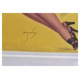 Framed Pin-Up Print – Blonde in Black Swimsuit Signed Billy De Vorss