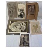 Vintage Mounted Photographs and Folder – Early 20th-Century Family and Military Portraits