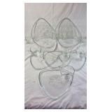 Vintage Glass Snowflake Triangular Plates with Attached Cups