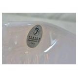 Fenton Pink Opalescent Glass Bowl – Ruffled Rim with Ribbed Pattern