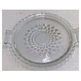Vintage Clear Glass Pie Plate – Scalloped Handles and Hobnail Center