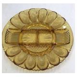 Vintage Amber Glass Relish Dish