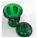 Vintage Green Glass Urn Lidded Jar – Lobed Design