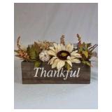 Thankful Wooden Planter Box with Floral Arrangement