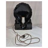 Vintage Black Ceramic Shell Lamp – Nautilus Form