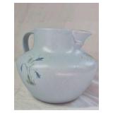 Vintage Stoneware Pitcher – Light Blue Glaze with Hand-Painted Bluebell Design